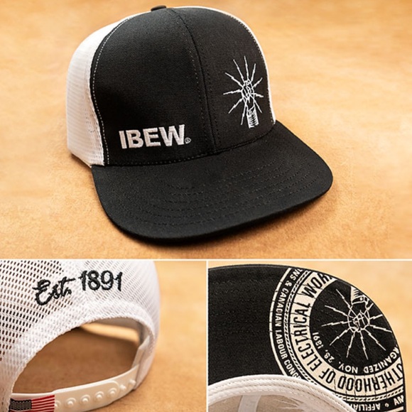 IBEW snap back flat bill trucker hat - Picture 2 of 3